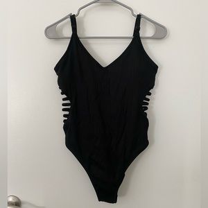 Victoria's Secret PINK Black One Piece Bathing Suit Size L